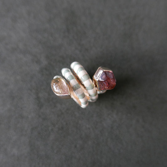 Double Tourmaline snake ring