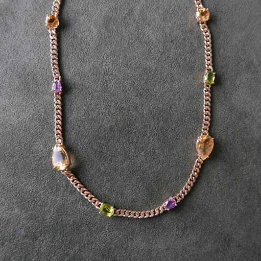 Thick chain multicolor necklace