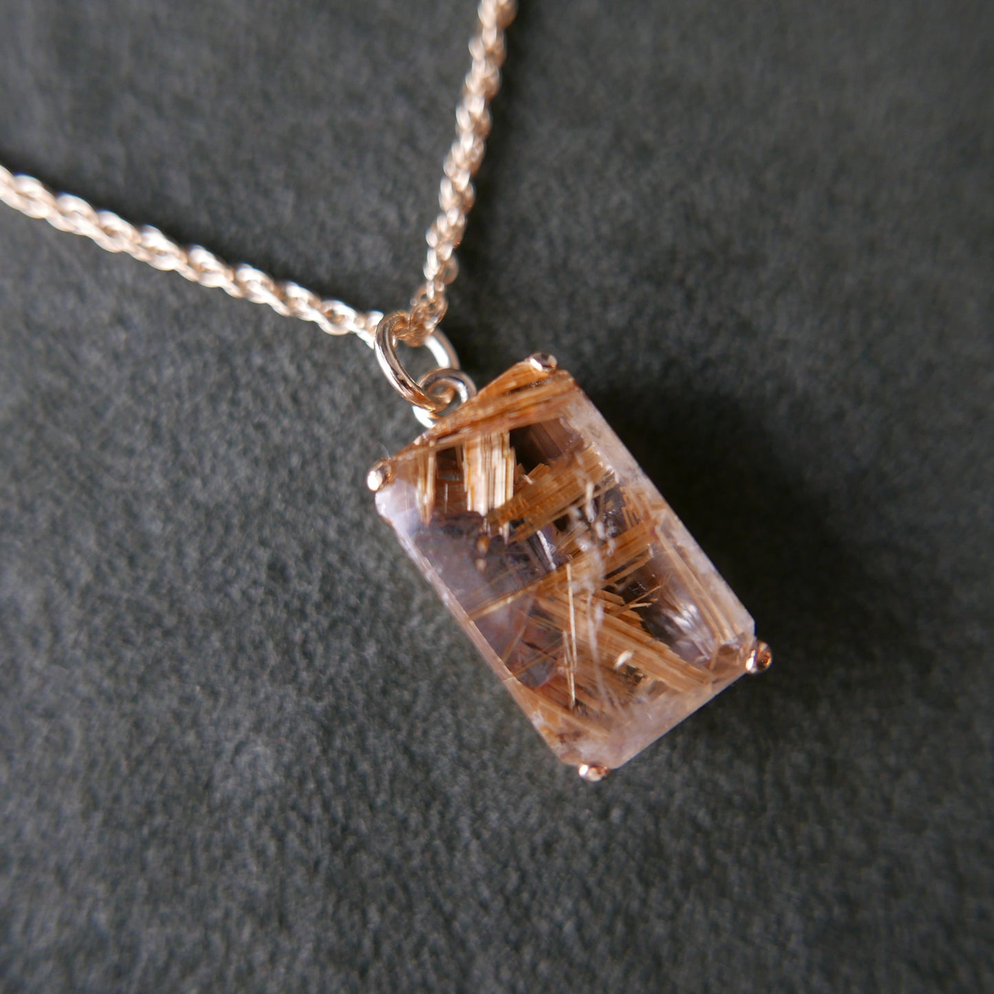 Emerald cut quartz necklace