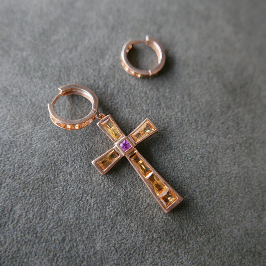 One side cross earrings