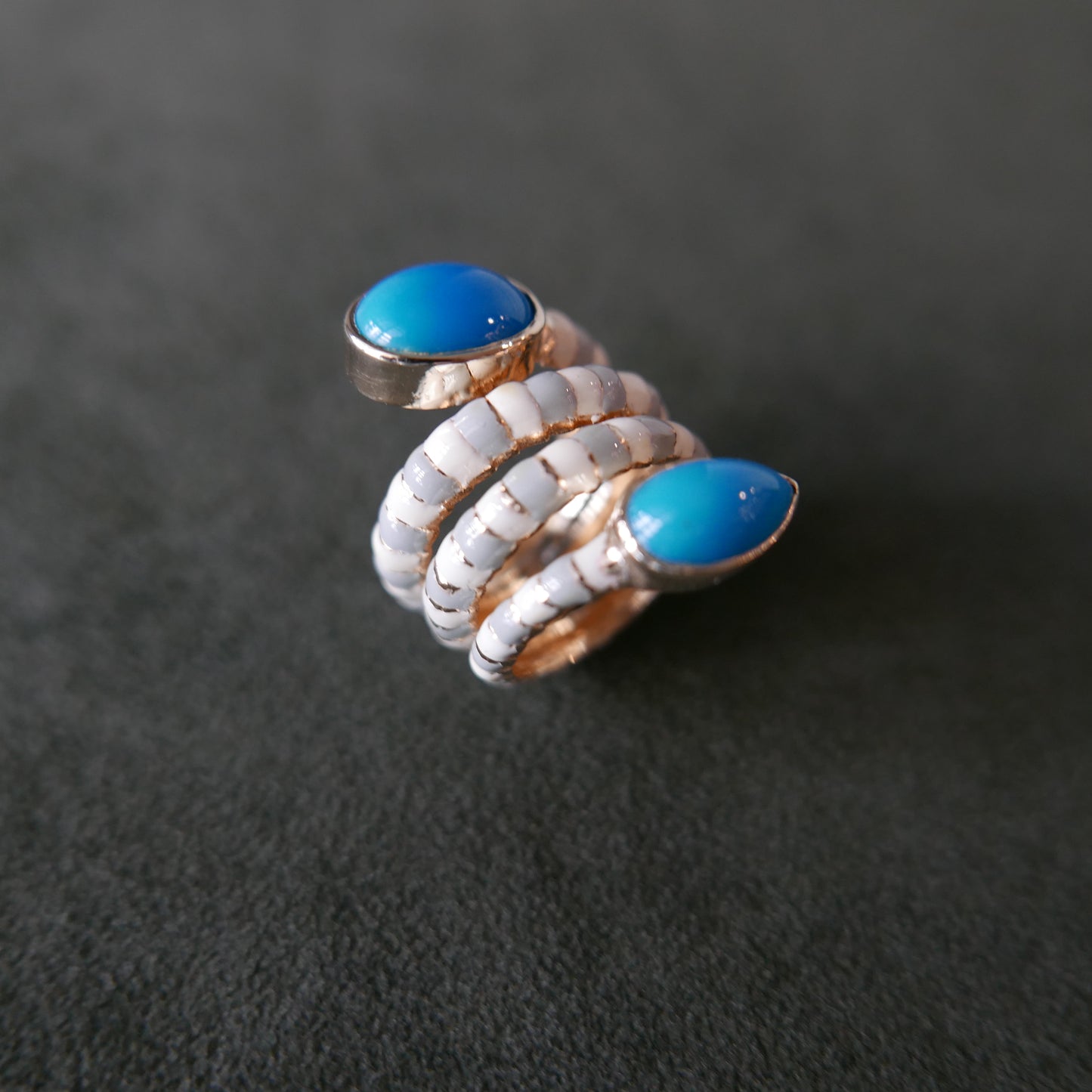 Double Turquoise snake ring