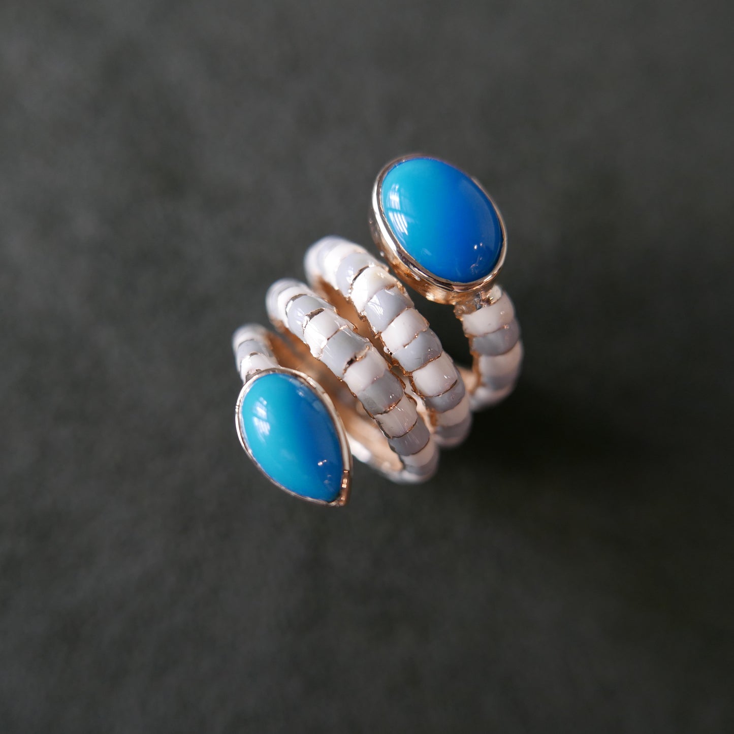 Double Turquoise snake ring