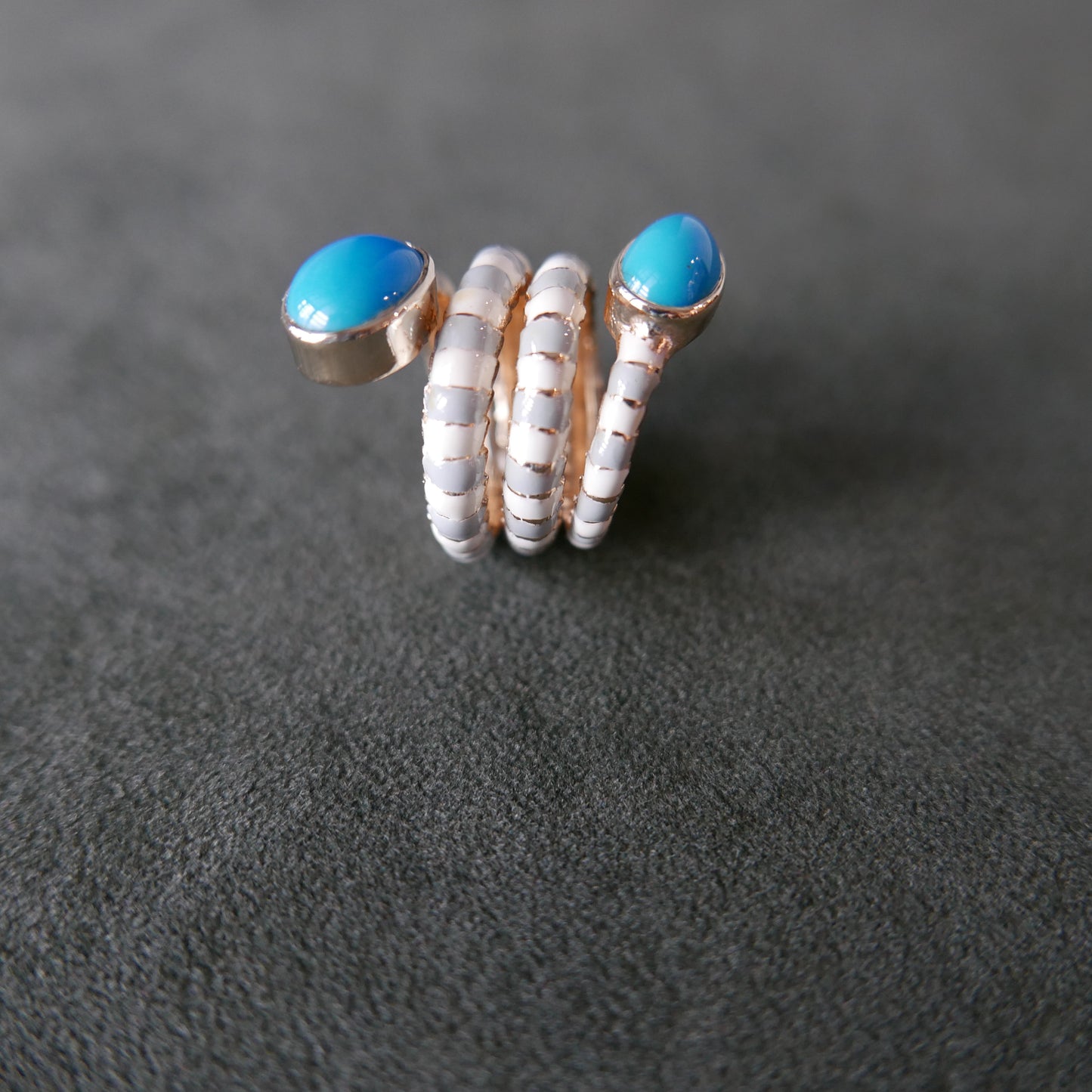 Double Turquoise snake ring