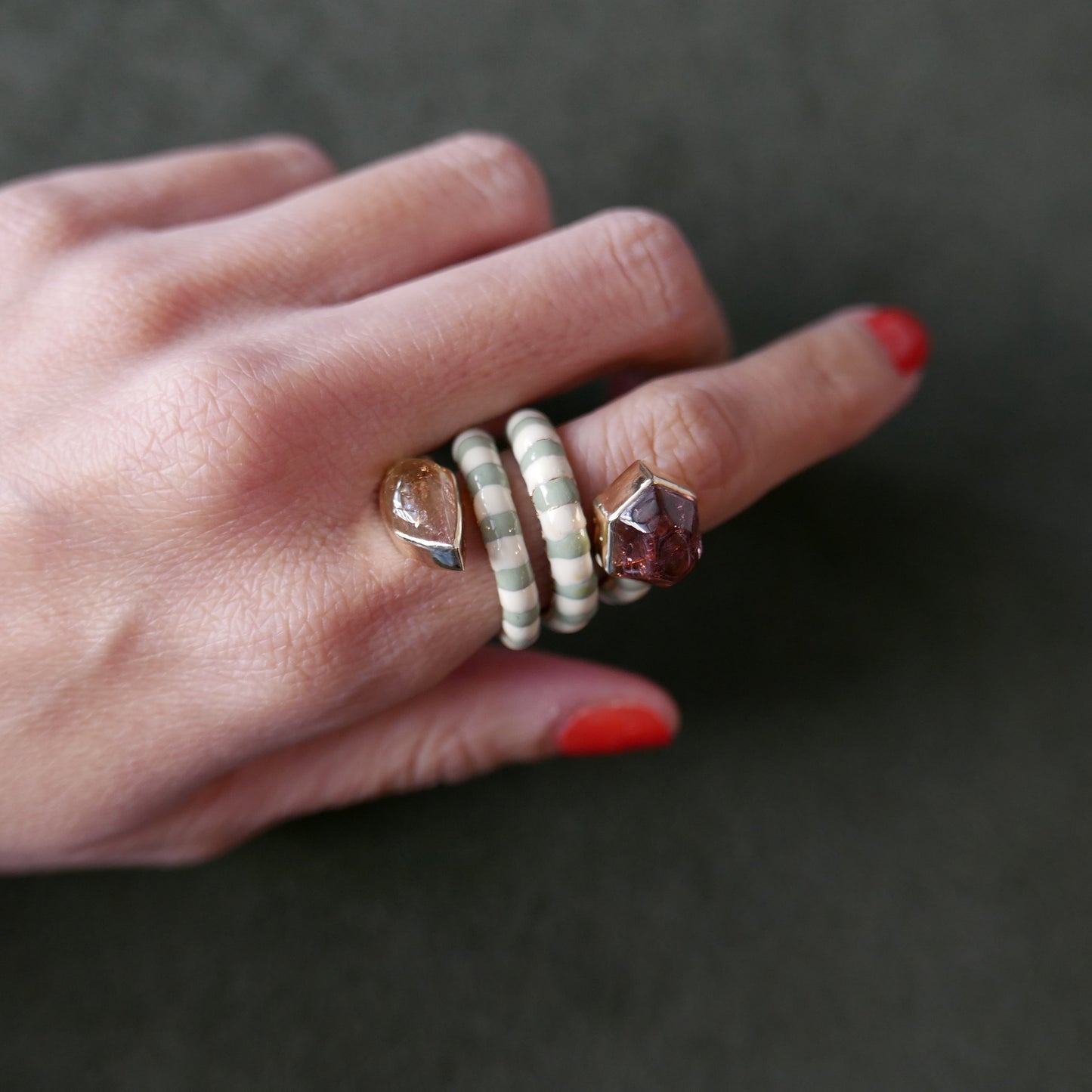 Double Tourmaline snake ring