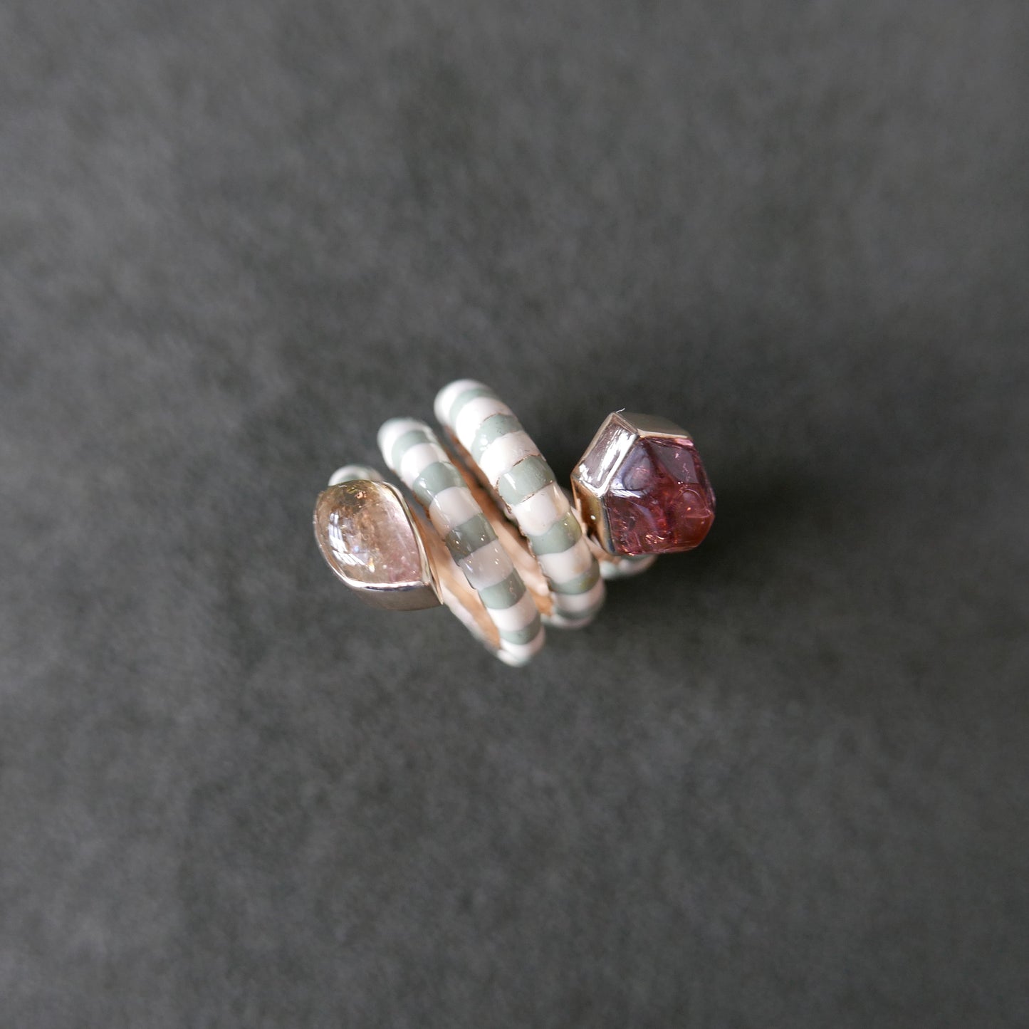 Double Tourmaline snake ring
