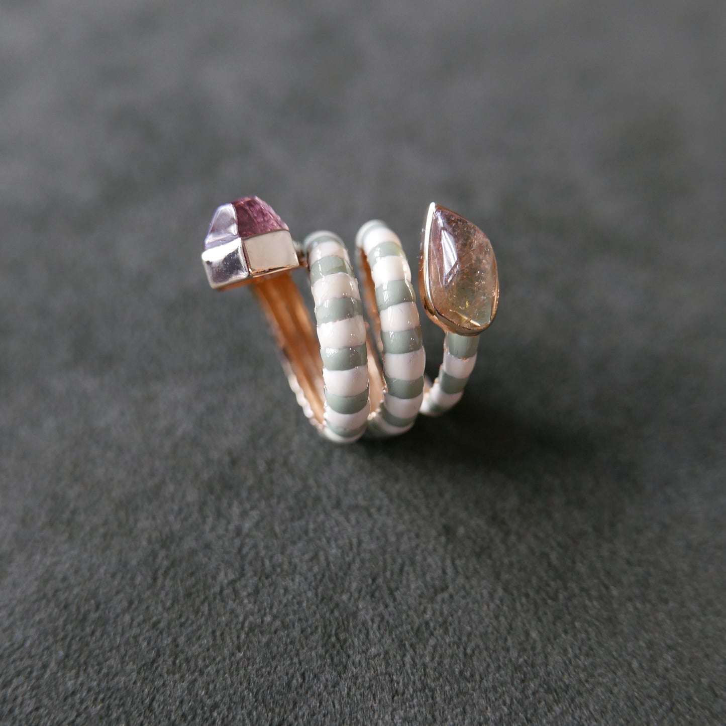 Double Tourmaline snake ring