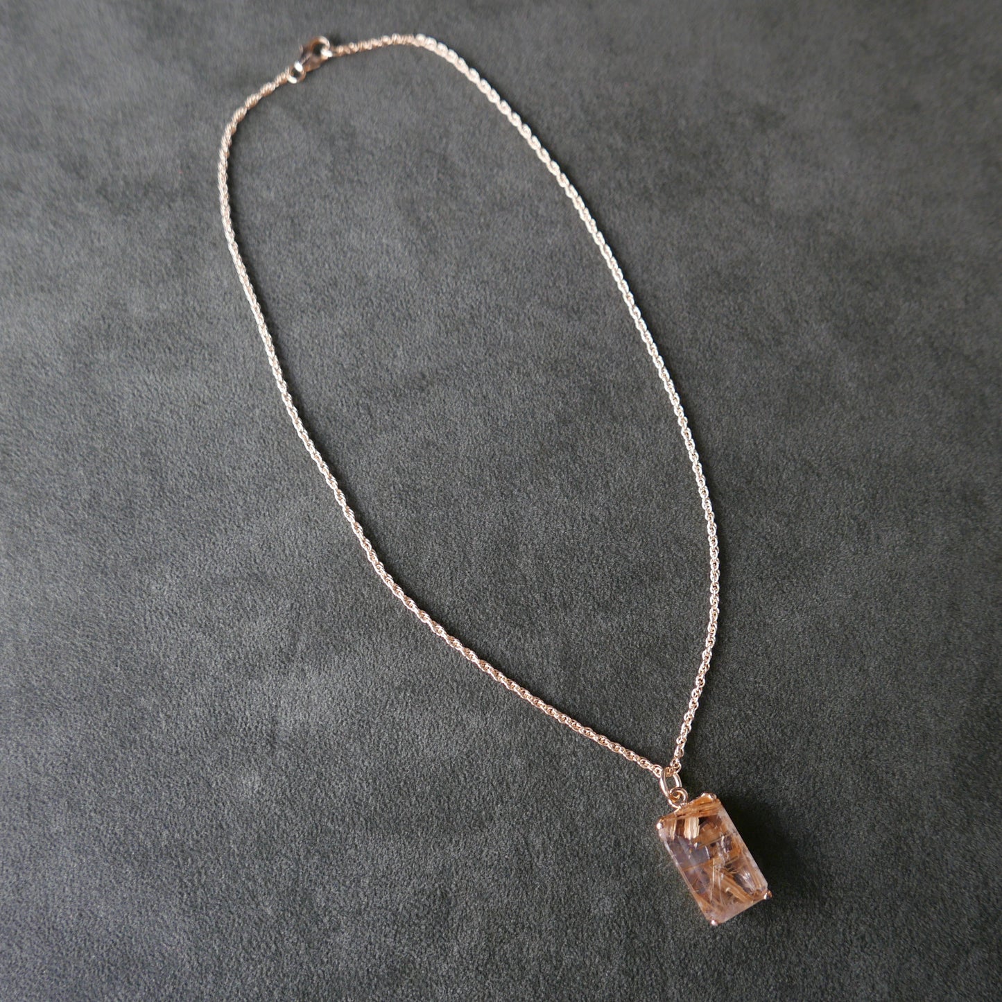 Emerald cut quartz necklace