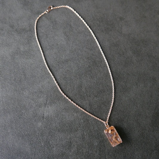 Emerald cut quartz necklace