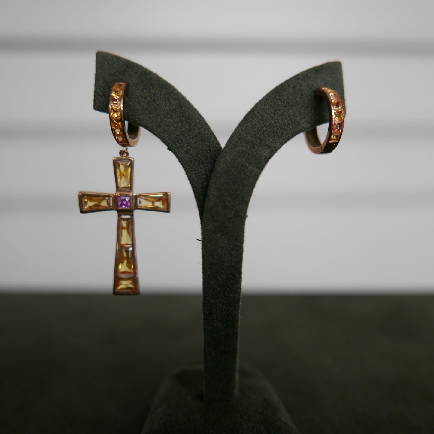 One side cross earrings