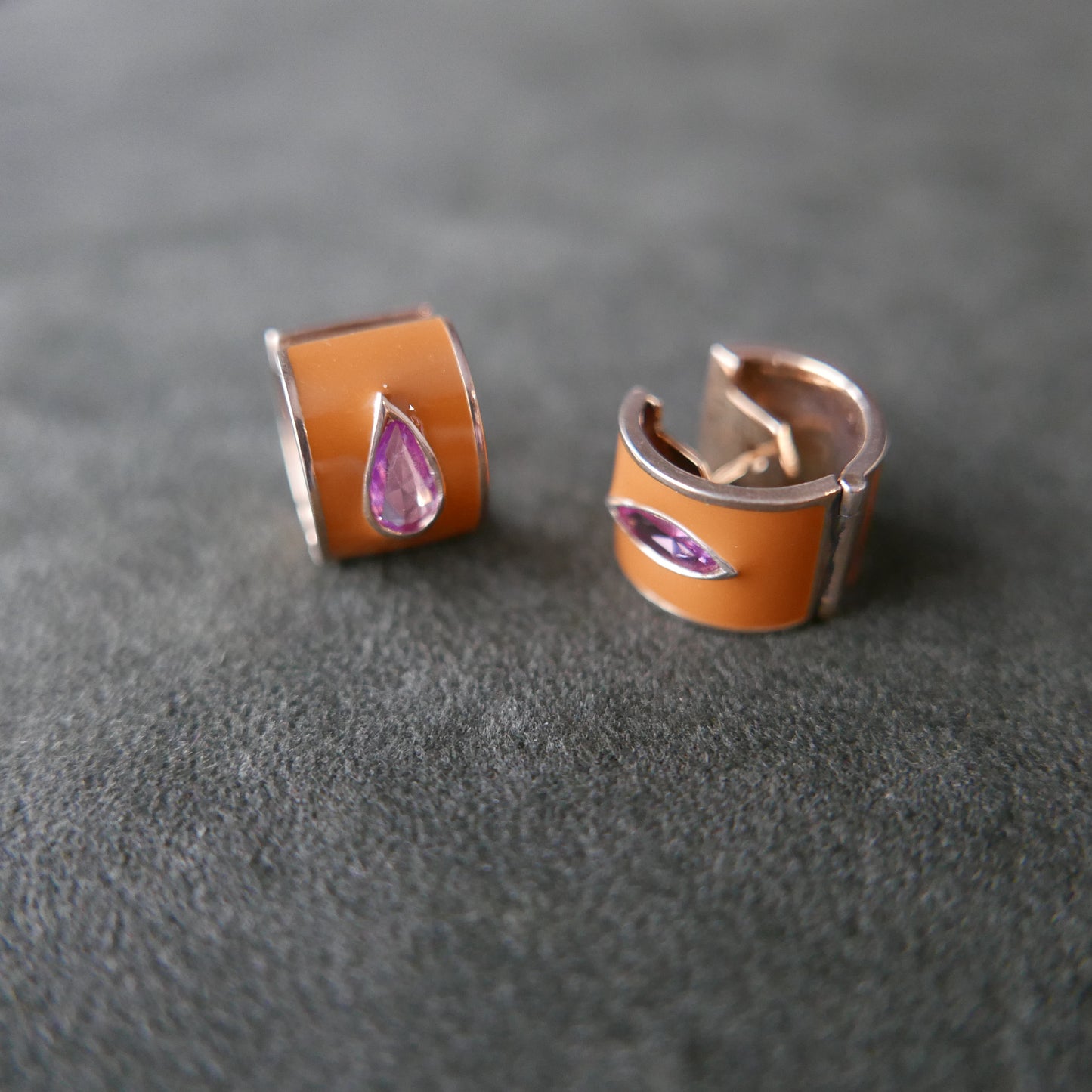 Single enamel signature earrings